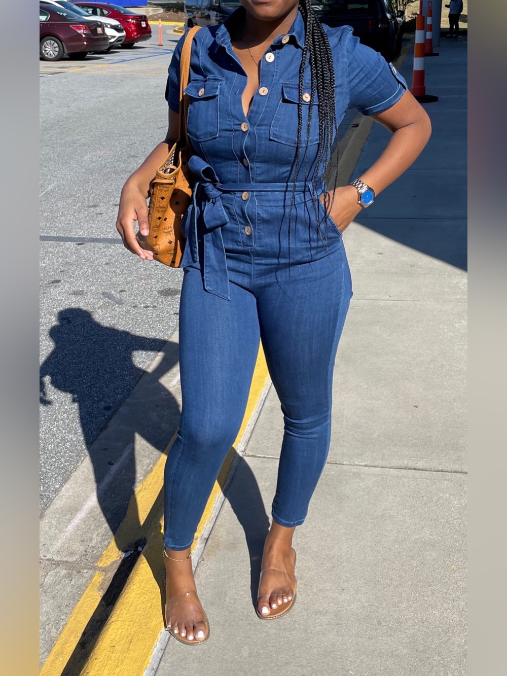 Haute Monde Dark Blue High-Rise Tie-Waist Jeans